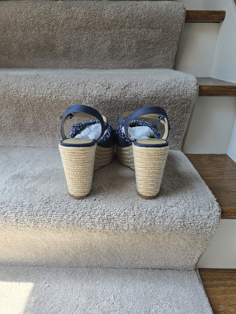 Michael Kors Denim Blue Espadrille Wedge Sandals - Picture 3 of 7